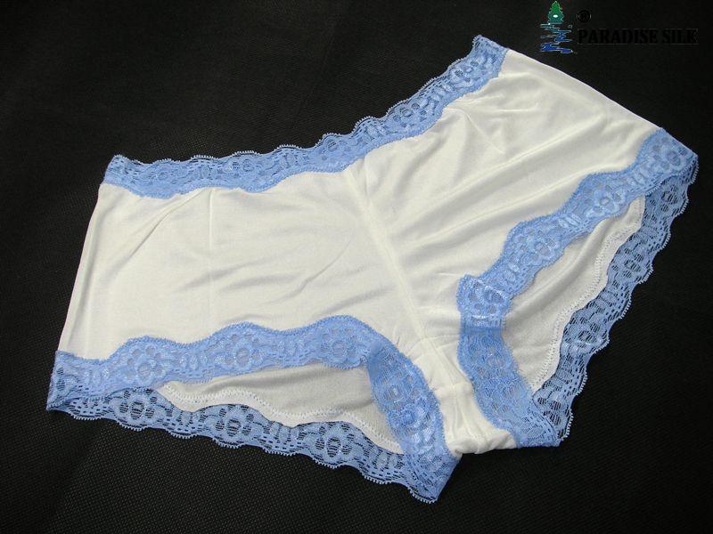 Sexy Silk Knitted Underwear Women's Boyshorts  W/ Lace Boy Panties Solid Size... - Picture 3 of 3
